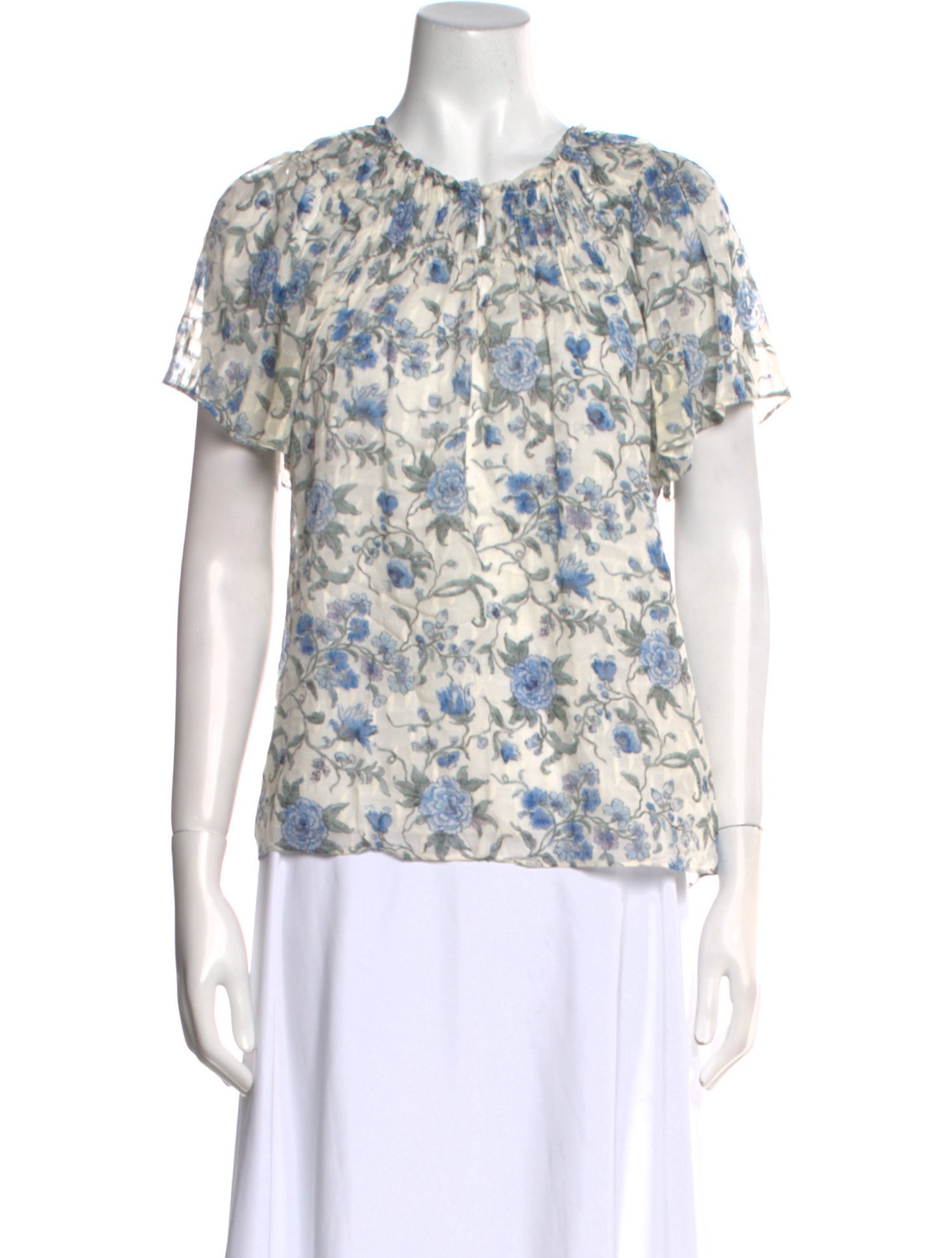 Rebecca Taylor Silk Floral Print T-Shirt
