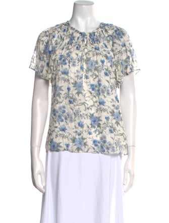 Rebecca Taylor Silk Floral Print T-Shirt