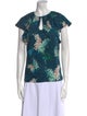 Rebecca Taylor Floral Print Crew Neck Blouse