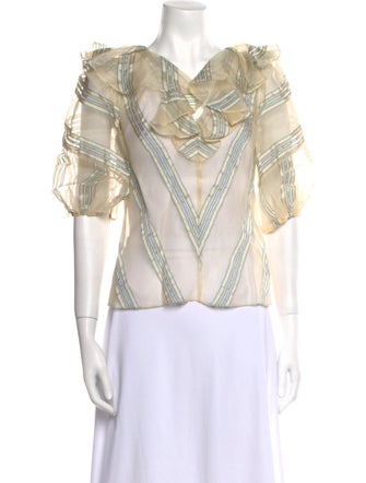 Rebecca Taylor Printed V-Neck Blouse