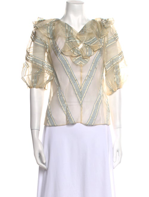 Rebecca Taylor Printed V-Neck Blouse