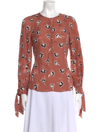 Rebecca Taylor Floral Print Crew Neck Blouse