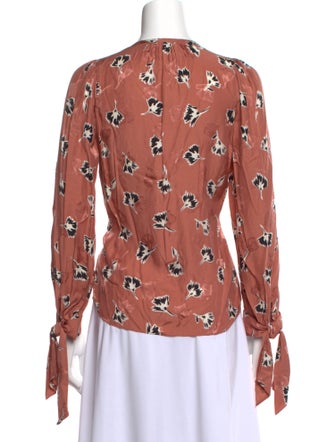 Rebecca Taylor Floral Print Crew Neck Blouse