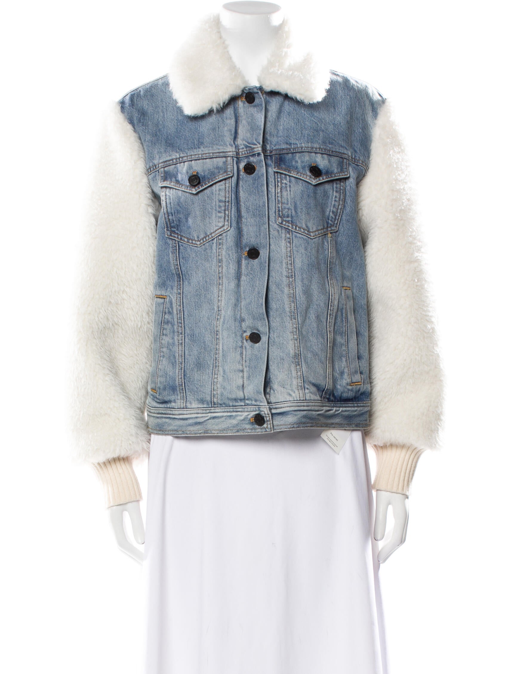 Rebecca Taylor Colorblock Pattern Faux Fur Coat