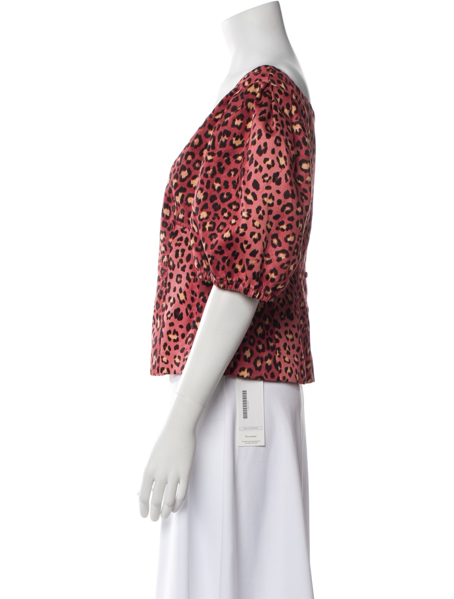 Rebecca Taylor Animal Print Bateau Neckline Crop Top
