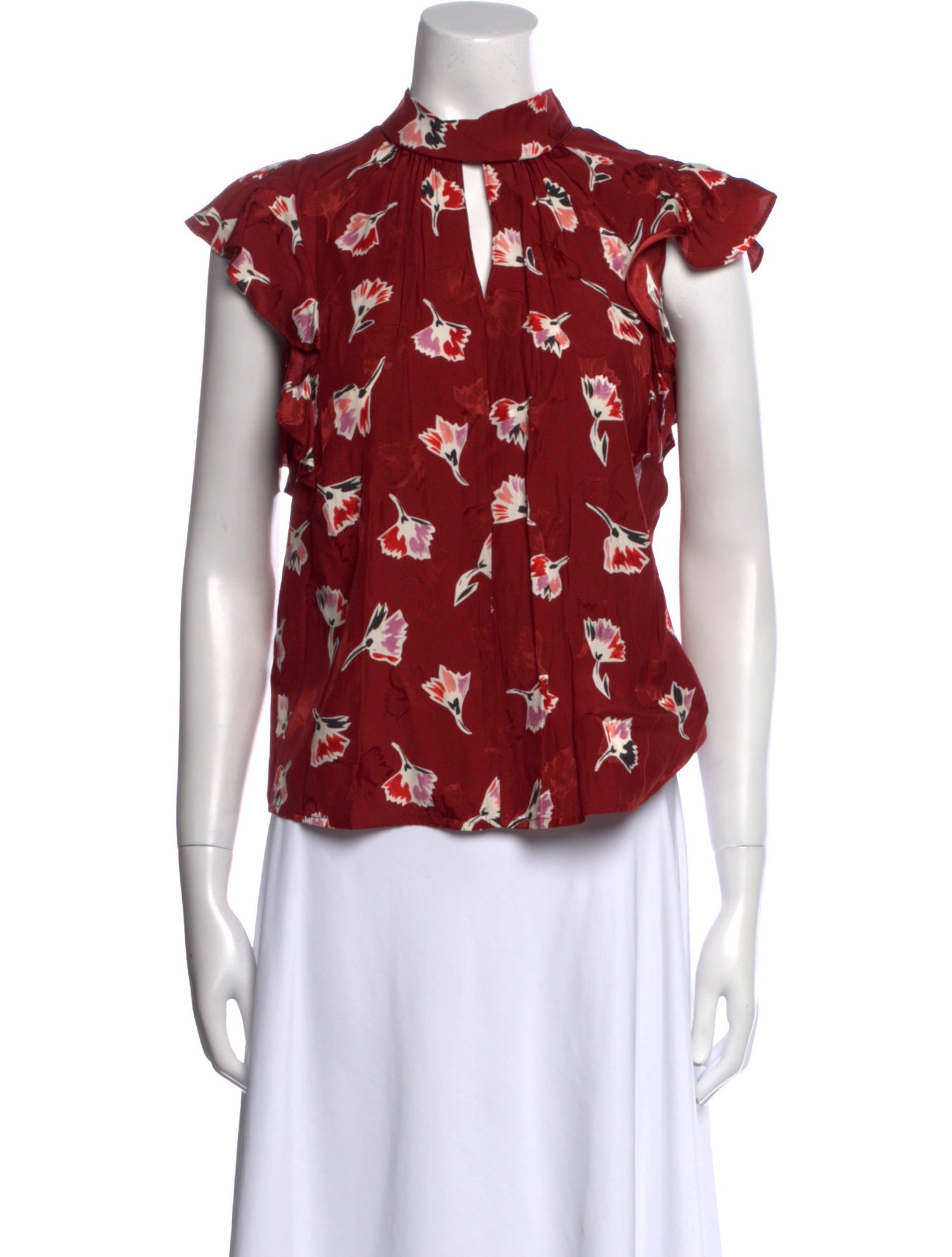 Rebecca Taylor Silk Floral Print Button-Up Top