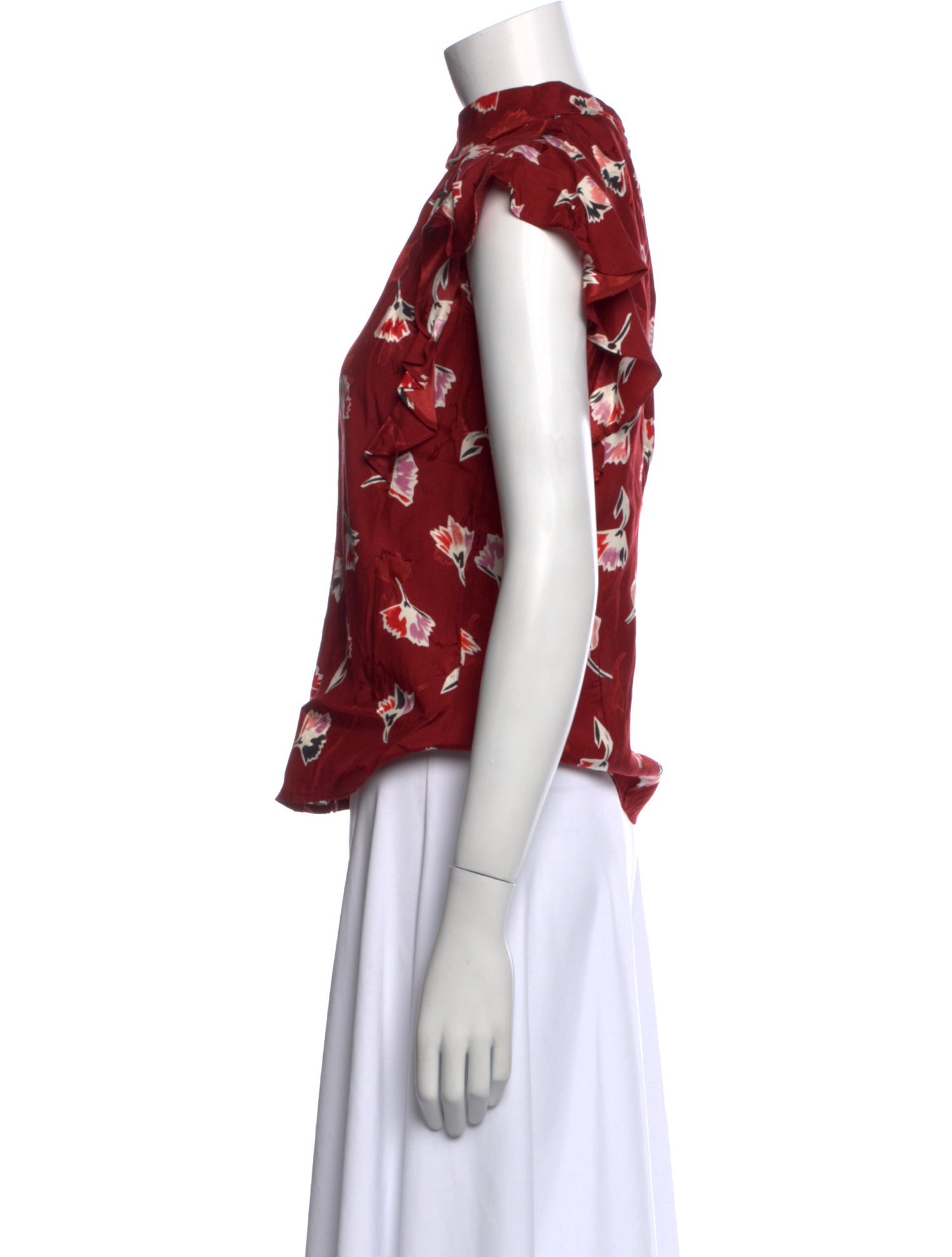 Rebecca Taylor Silk Floral Print Button-Up Top