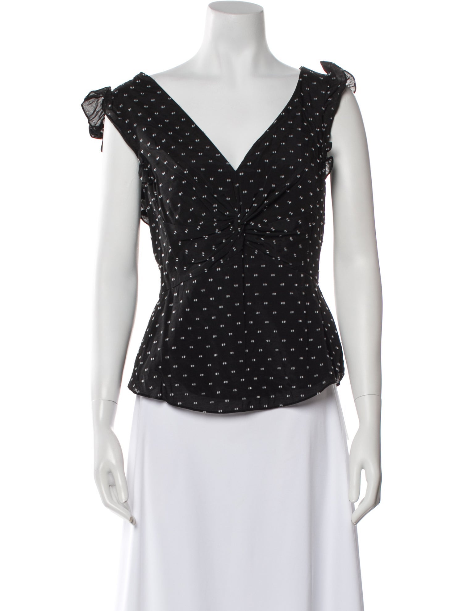 Rebecca Taylor Polka Dot Print V-Neck Blouse
