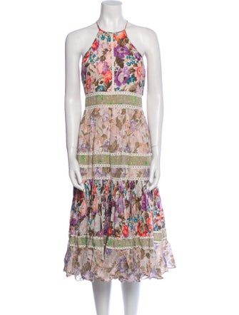 Rebecca Taylor Floral Print Midi Length Dress