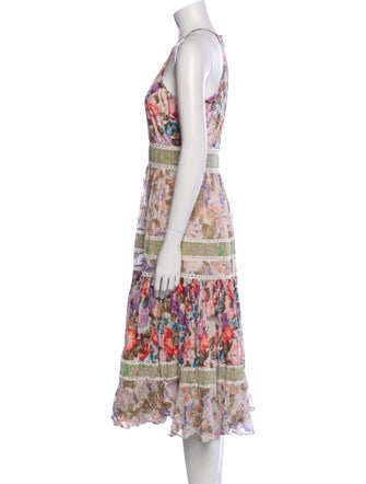 Rebecca Taylor Floral Print Midi Length Dress