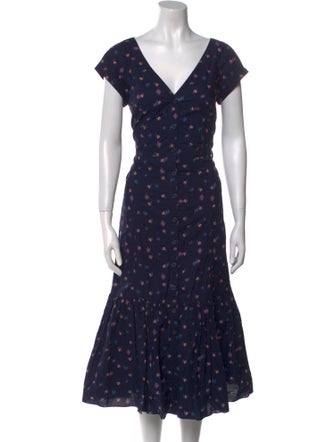 Rebecca Taylor Floral Print Midi Length Dress