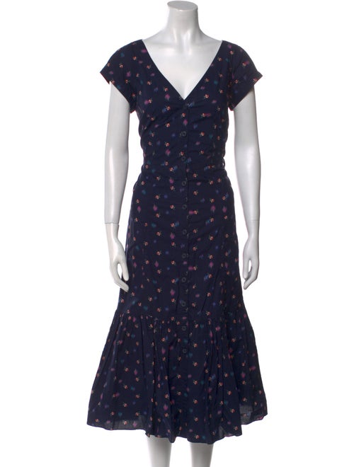 Rebecca Taylor Floral Print Midi Length Dress