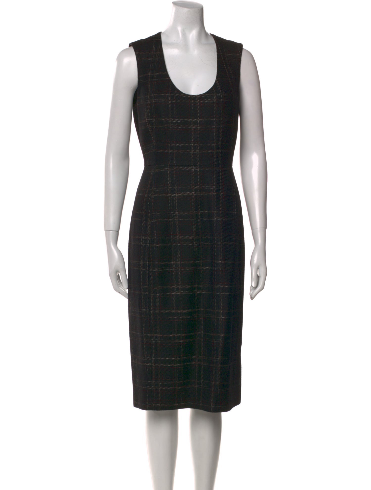 Rebecca Taylor Plaid Print Midi Length Dress
