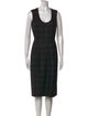 Rebecca Taylor Plaid Print Midi Length Dress