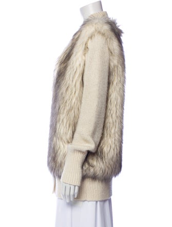 Rebecca Taylor Faux Fur V-Neck Sweater