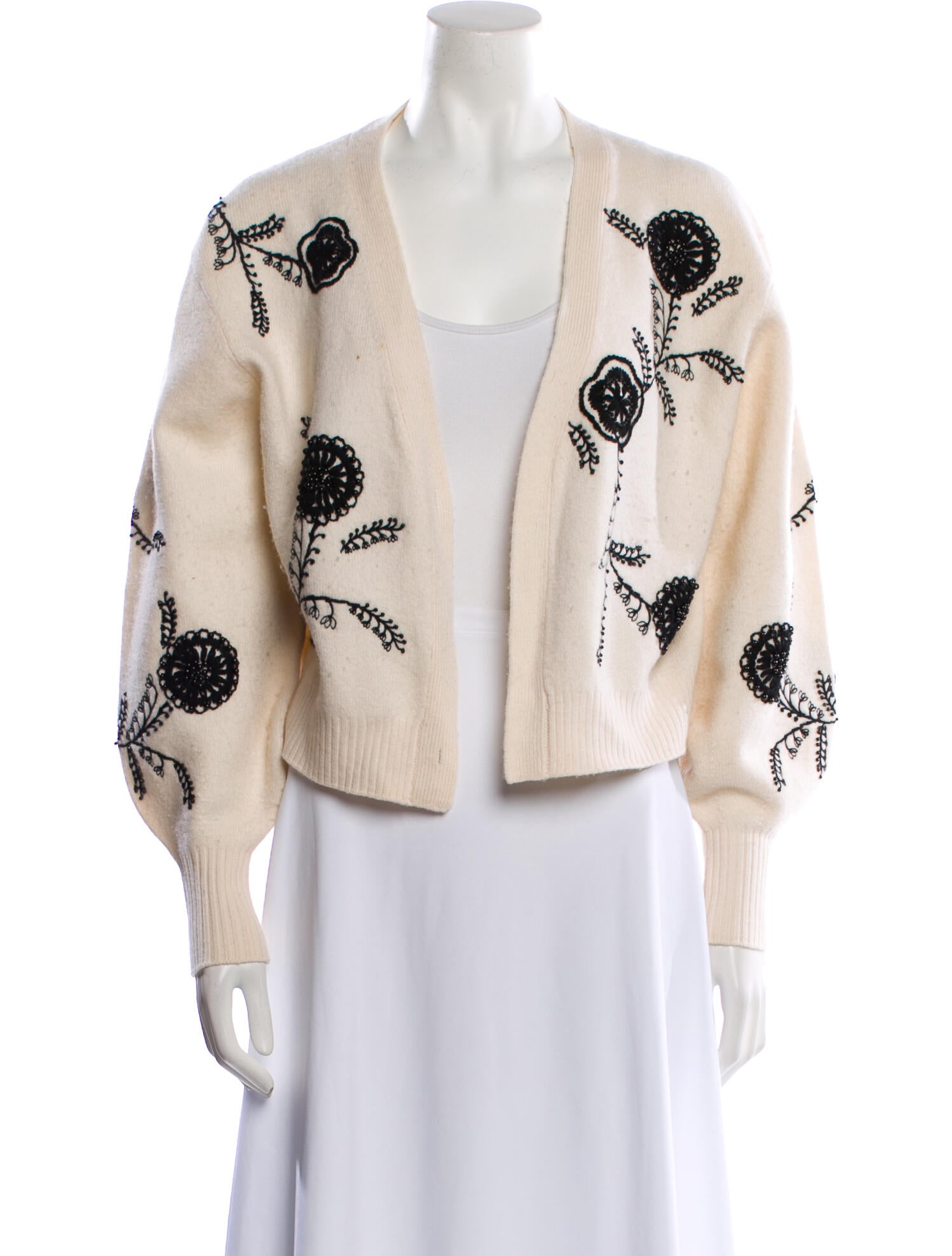 Rebecca Taylor Floral Print Open Front Sweater