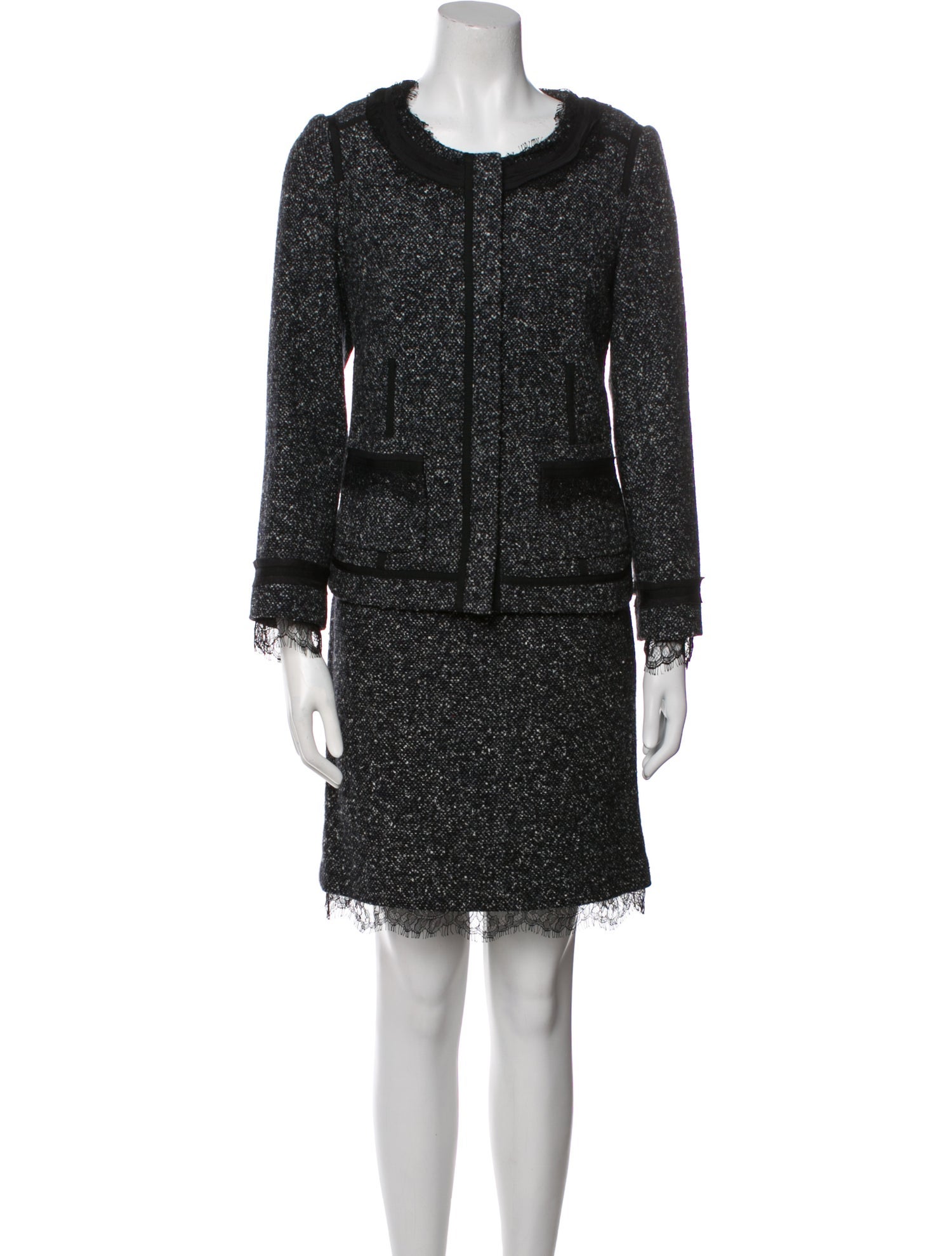 Rebecca Taylor Wool Grosgrain Trim Skirt Set