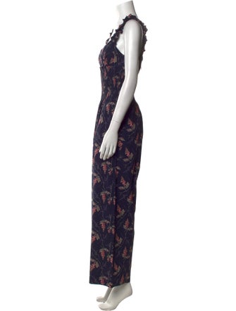 Rebecca Taylor Floral Print V-Neck Jumpsuit