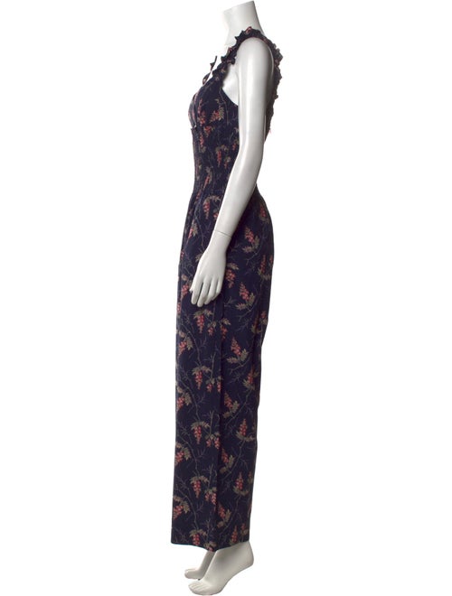 Rebecca Taylor Floral Print V-Neck Jumpsuit