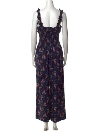 Rebecca Taylor Floral Print V-Neck Jumpsuit