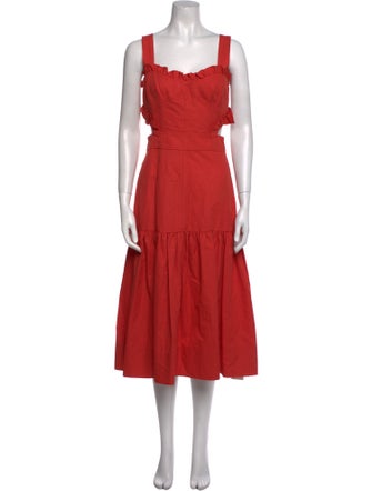 Rebecca Taylor Square Neckline Midi Length Dress