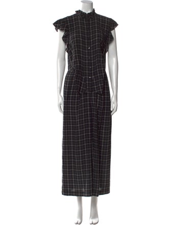 Rebecca Taylor Silk Plaid Print Jumpsuit