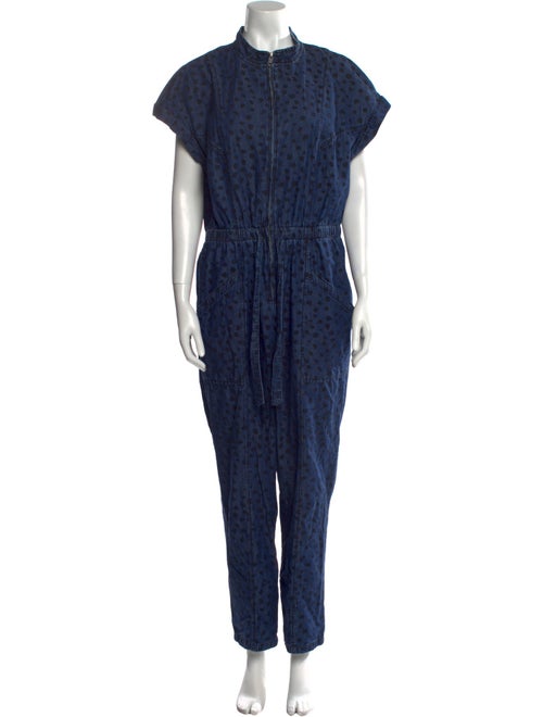 Rebecca Taylor Polka Dot Print Mock Neck Jumpsuit