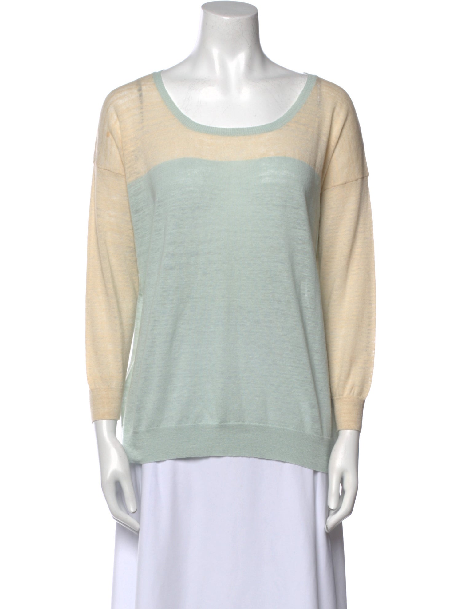 Rebecca Taylor Colorblock Pattern Scoop Neck Sweater