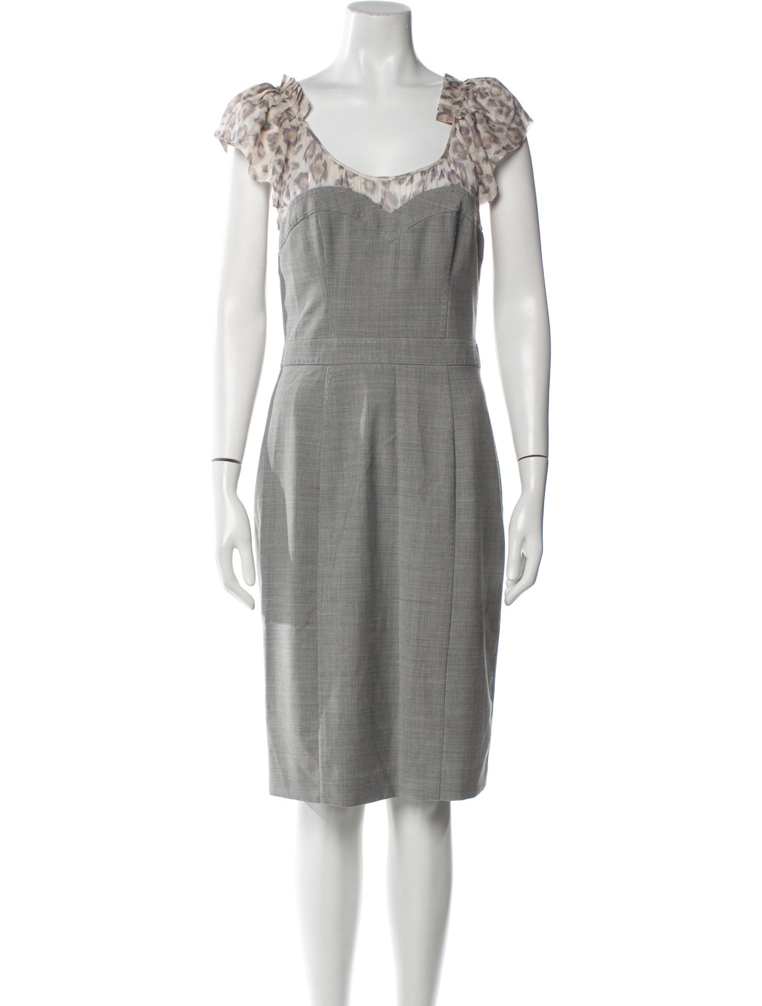 Rebecca Taylor Scoop Neck Midi Length Dress