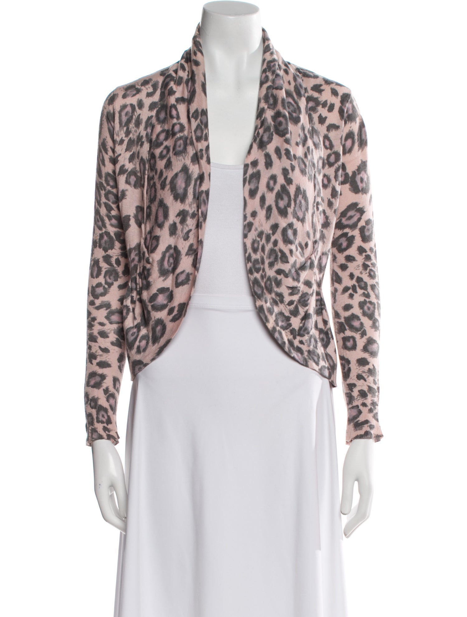 Rebecca Taylor Animal Print Open Front Sweater