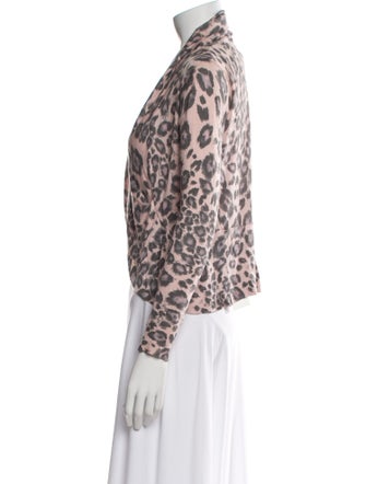 Rebecca Taylor Animal Print Open Front Sweater