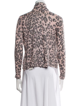 Rebecca Taylor Animal Print Open Front Sweater