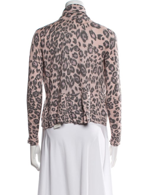 Rebecca Taylor Animal Print Open Front Sweater