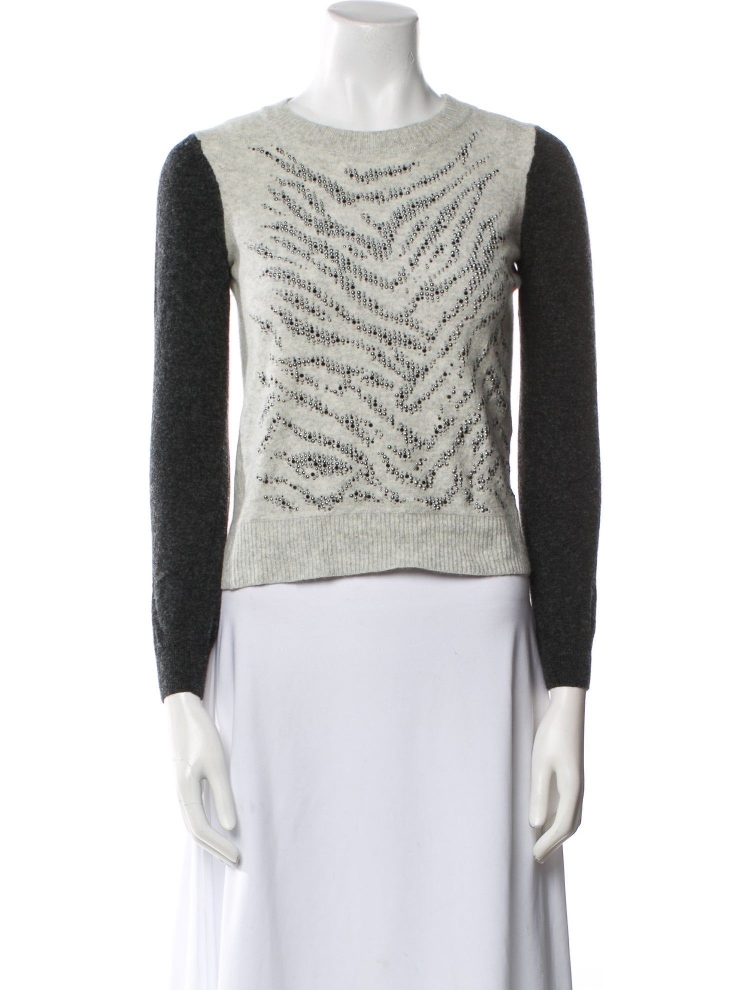 Rebecca Taylor Colorblock Pattern Scoop Neck Sweater