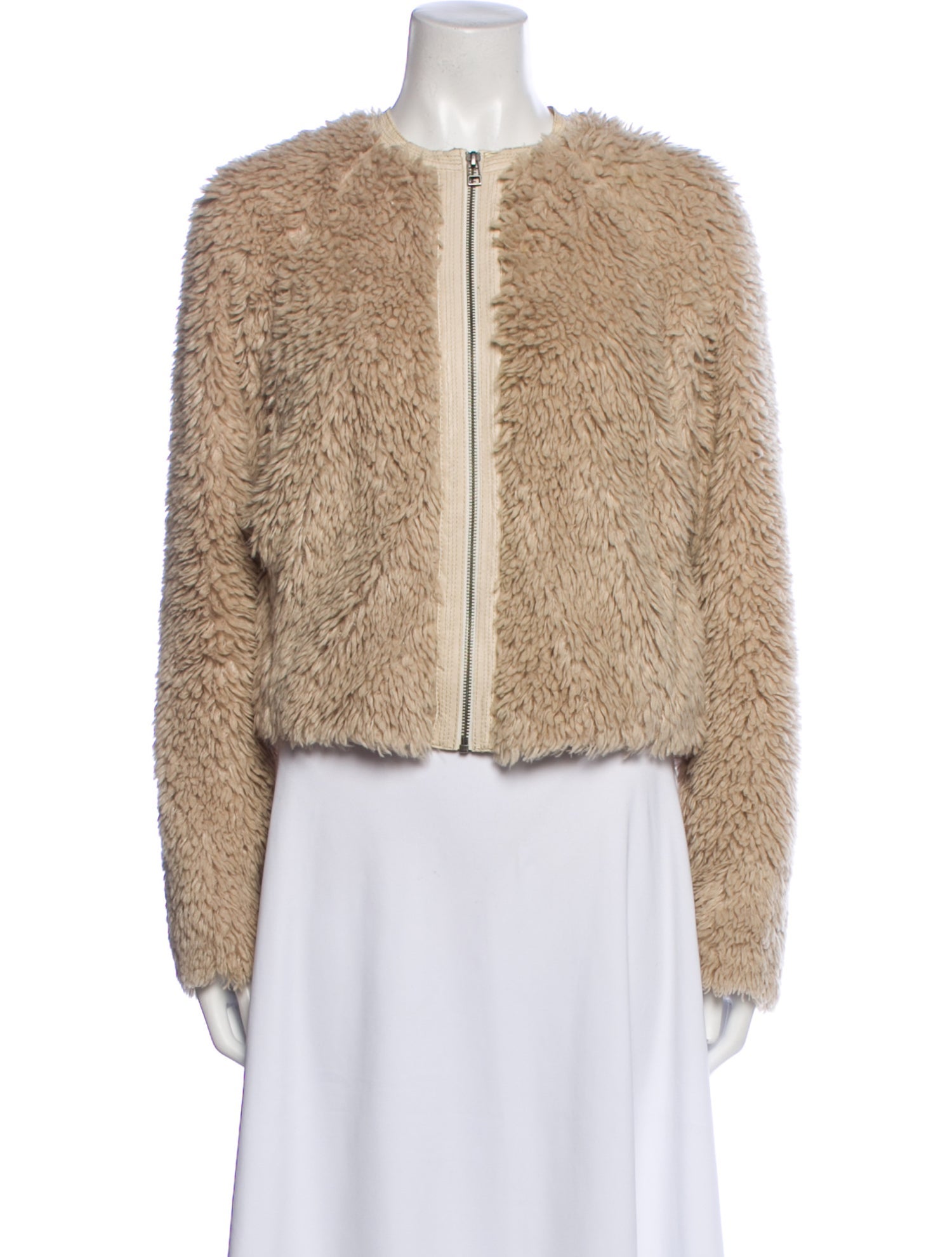 Rebecca Taylor Tweed Pattern Faux Fur Jacket