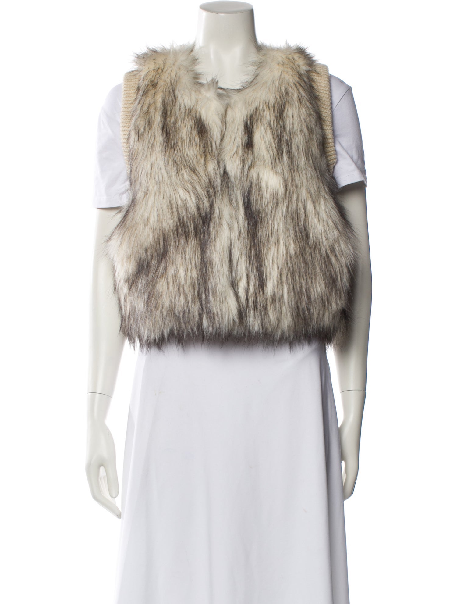 Rebecca Taylor Faux Fur Printed Vest