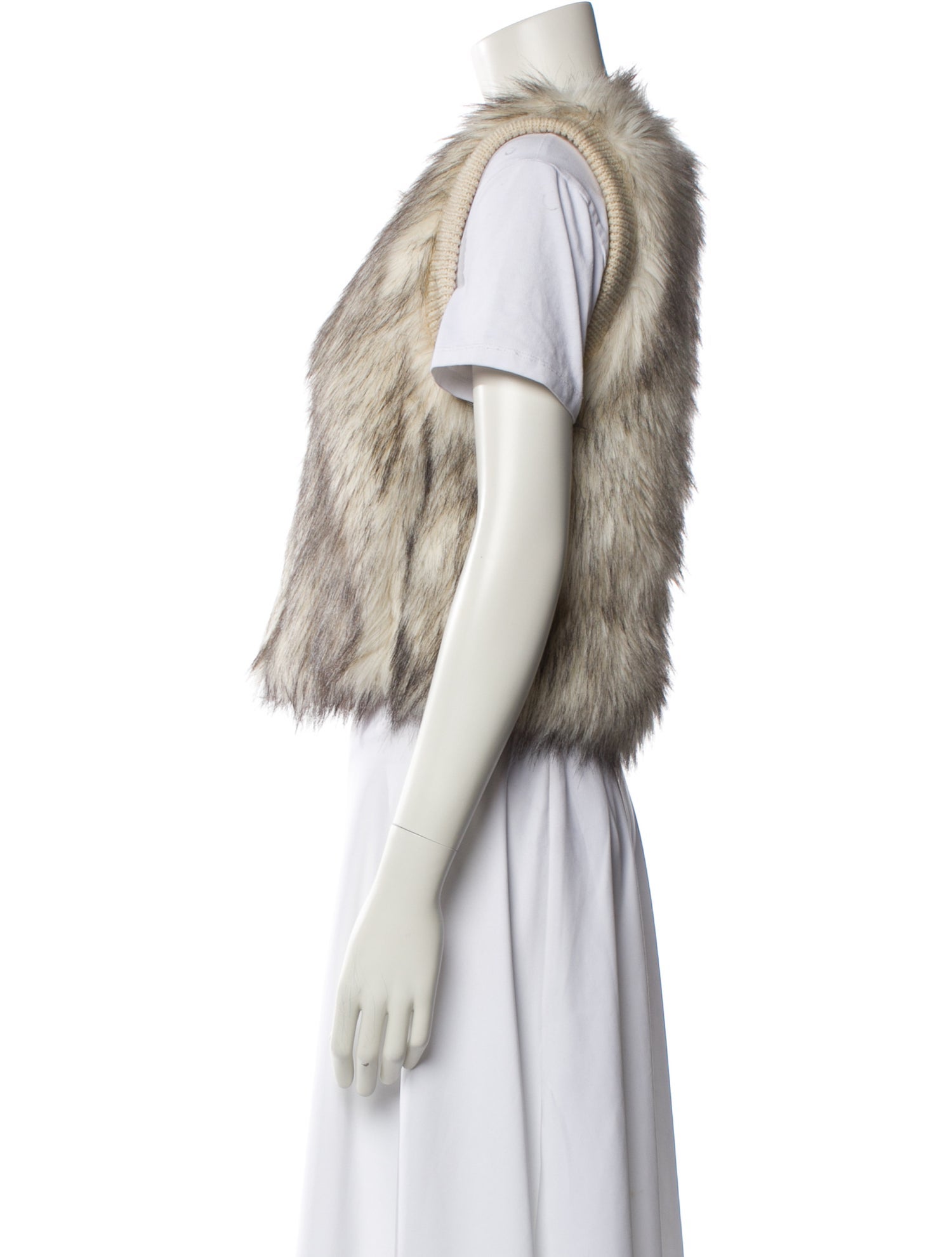 Rebecca Taylor Faux Fur Printed Vest