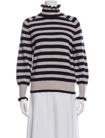 Pre-owned Rebecca Taylor Striped Turtleneck Sweater In Gray