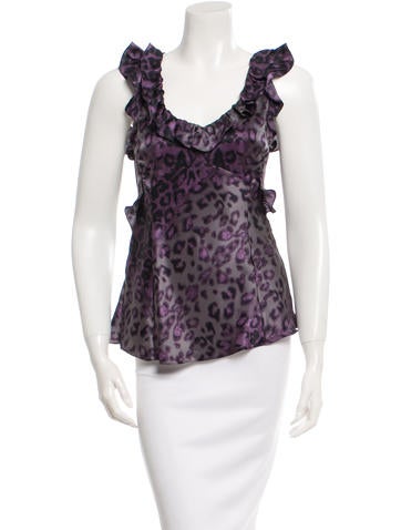 Rebecca Taylor Silk Leopard Print Top