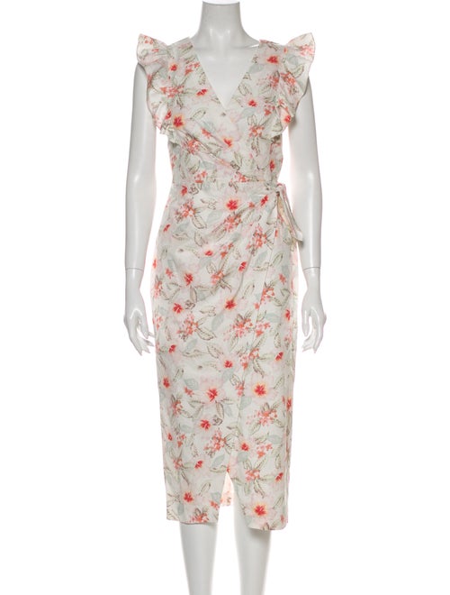 Rebecca Taylor Floral Print Midi Length Dress Whit