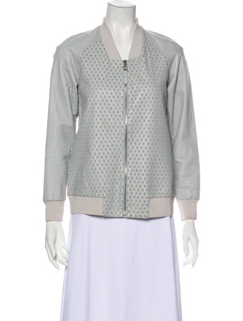 Rebecca Taylor Lamb Leather Bomber Jacket Blue