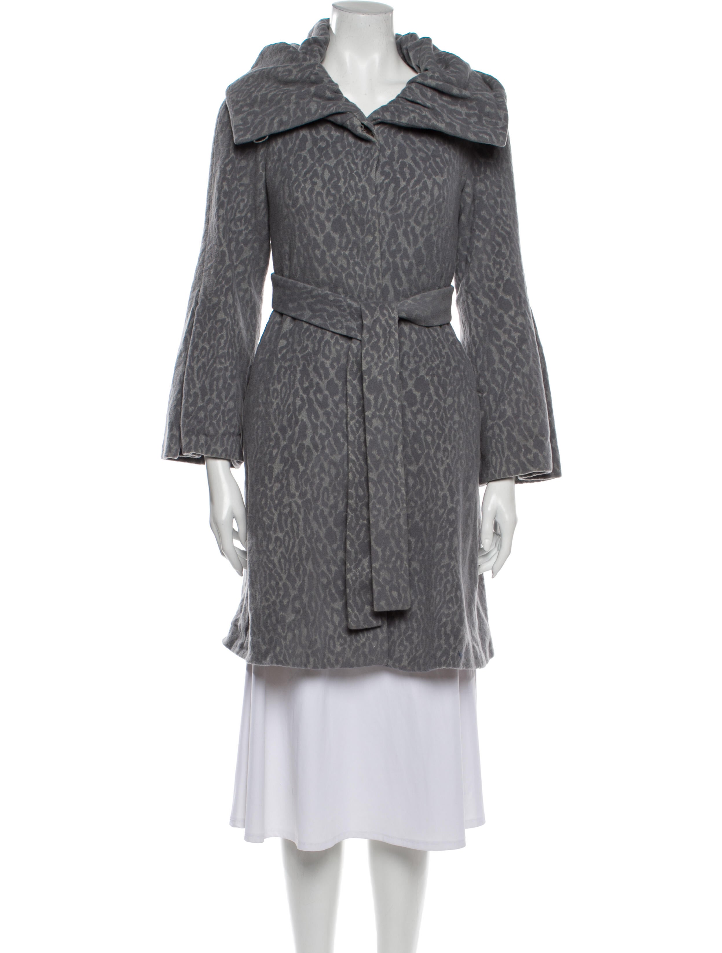 Rebecca Taylor Wool Trench Coat Grey Coats, Clothing WRB41825 The