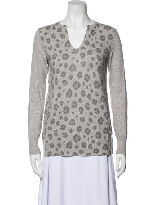 Rebecca Taylor Animal Print V-Neck Sweater