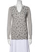Rebecca Taylor Animal Print V-Neck Sweater