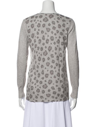 Rebecca Taylor Animal Print V-Neck Sweater