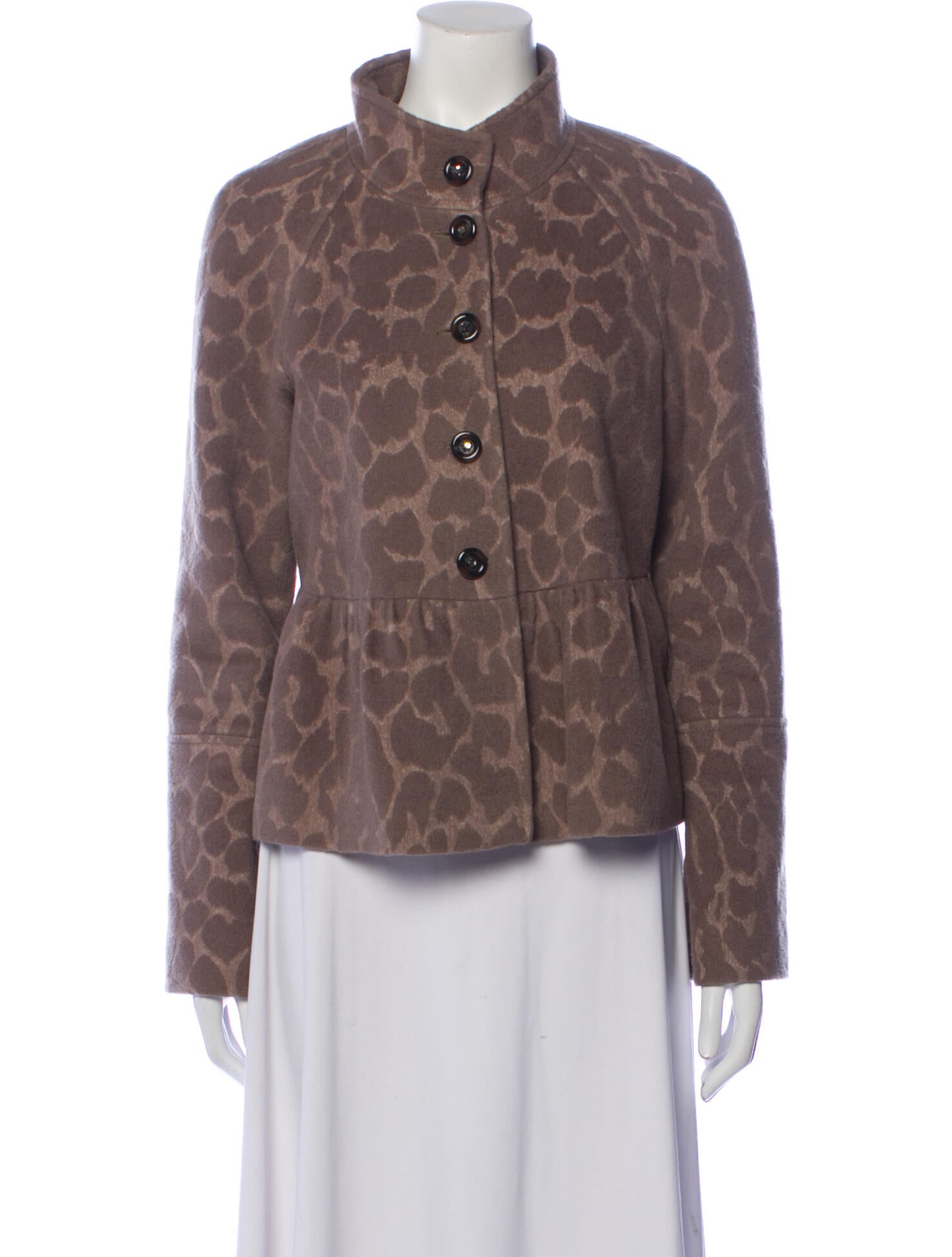 Rebecca Taylor Wool Animal Print Faux Fur Jacket