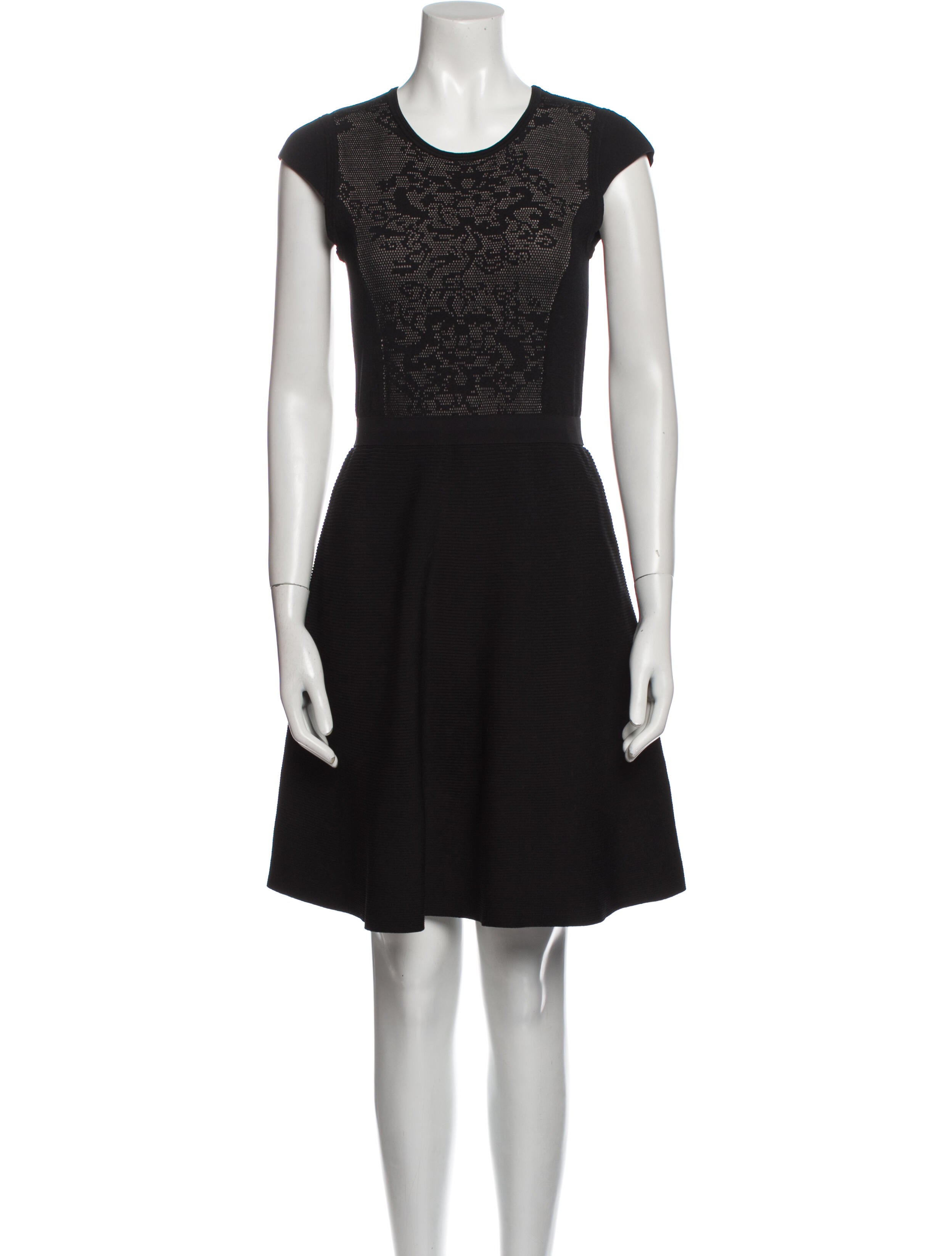 Rebecca Taylor Crew Neck Mini Dress in Black, Women's S