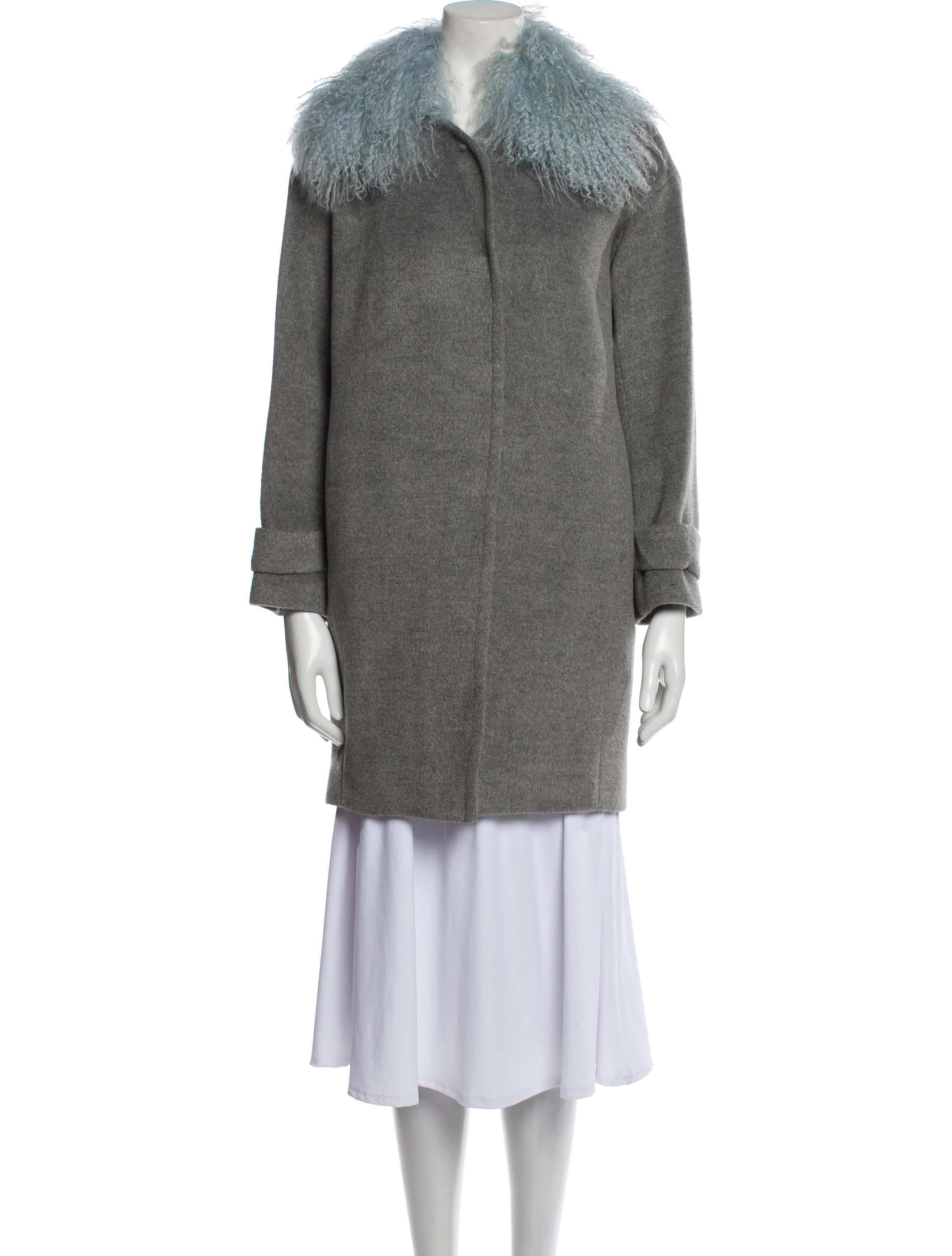 Rebecca Taylor Faux Fur Coat Grey Coats, Clothing WRB72592 The