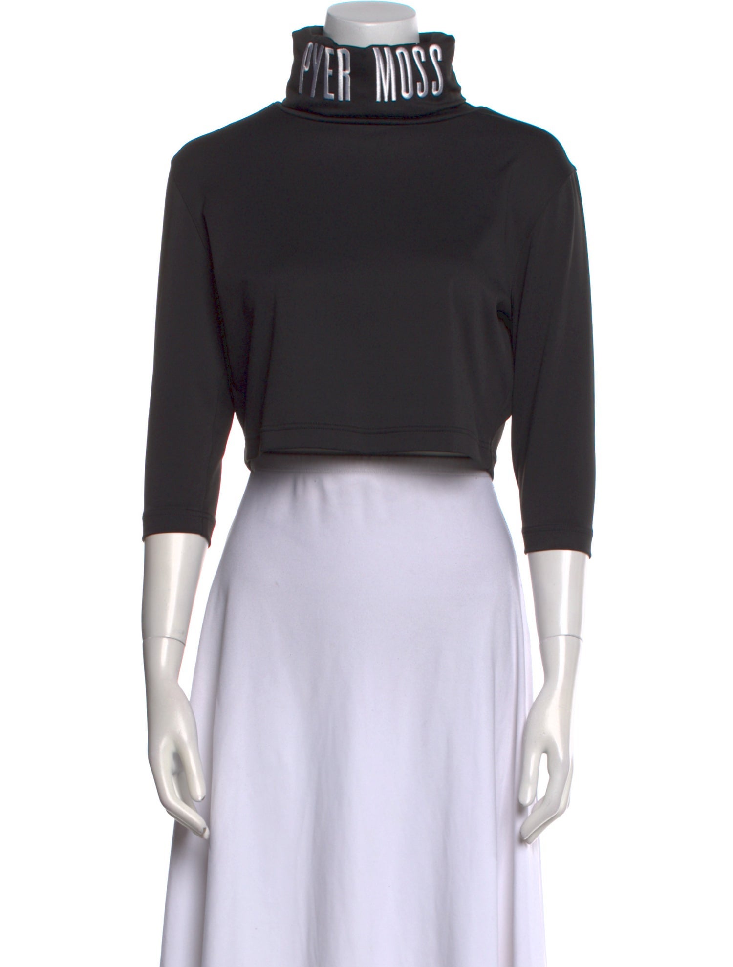 Reebok by Pyer Moss Mock Neck Three-Quarter Sleeve Crop Top