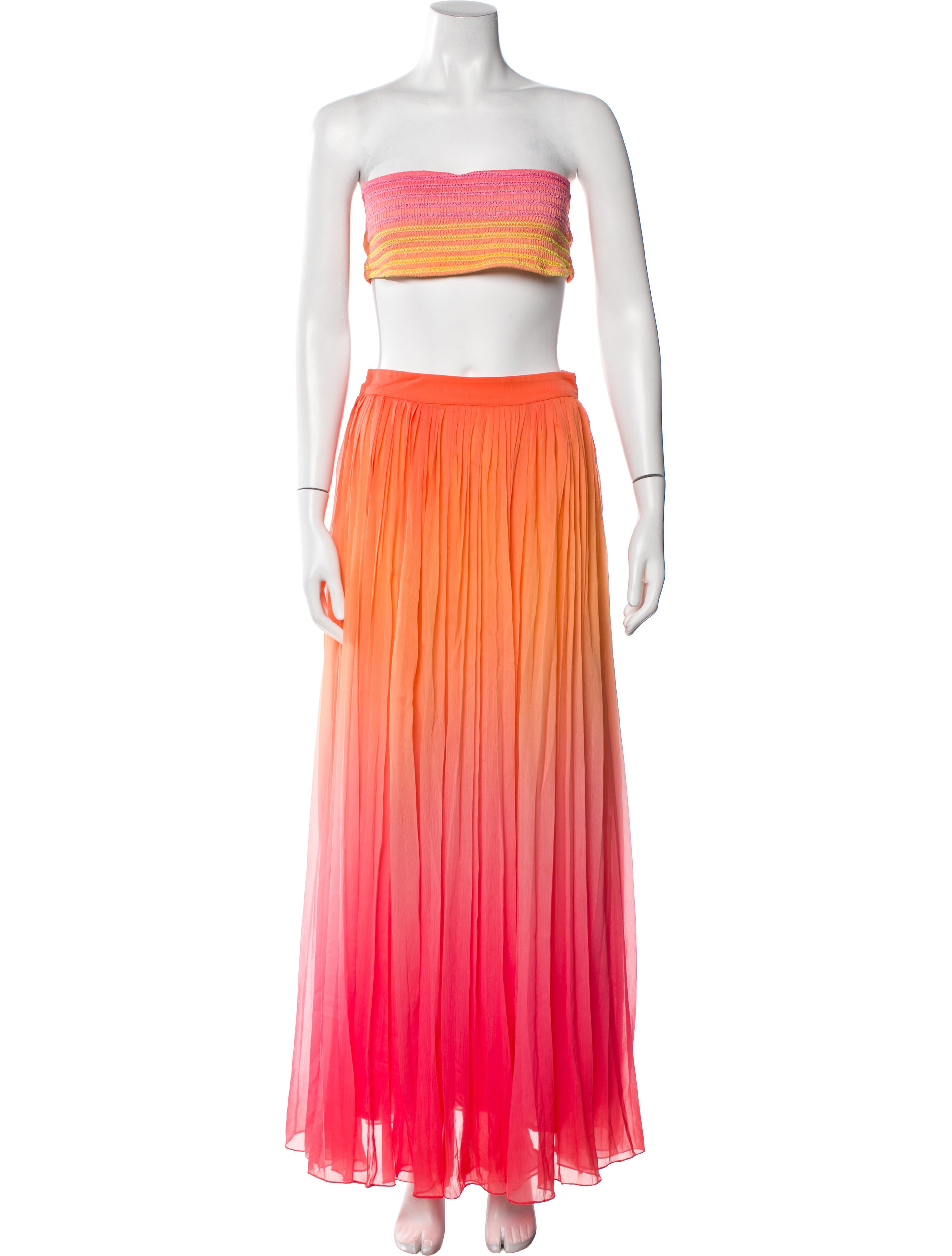 Rococo Sand Colorblock Pattern Pleated Accents Skirt Set